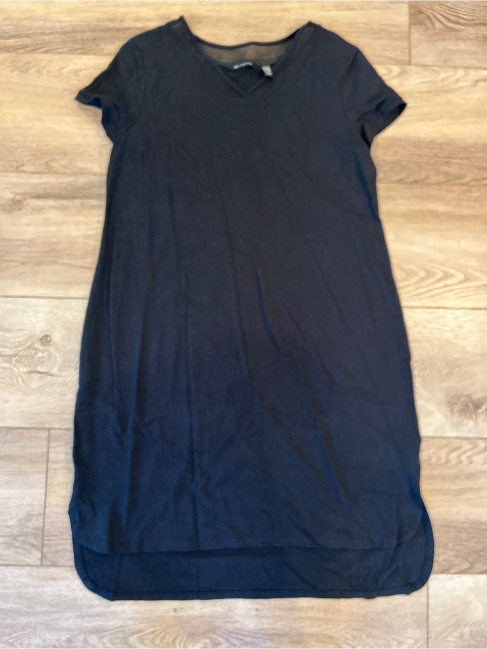 H by Halston Black Midi T-Shirt Dress